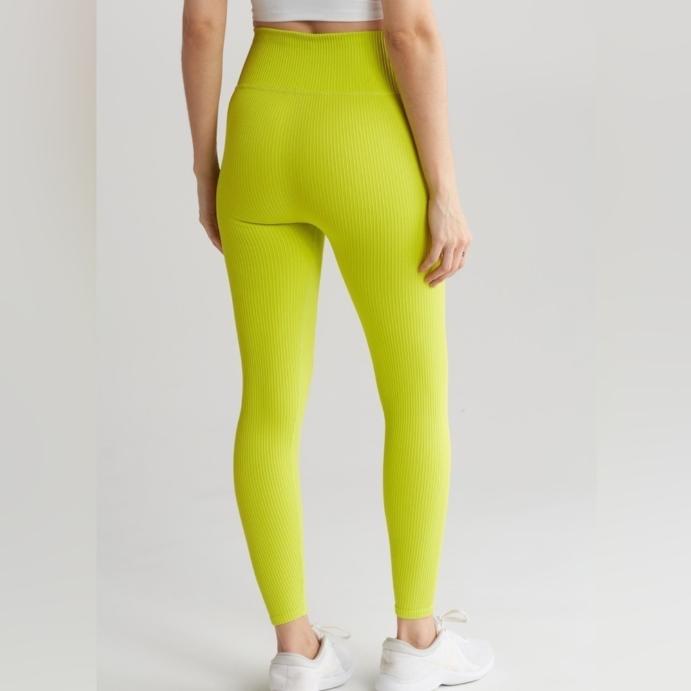 Good American Seamless Ribbed High Waist Legging - Size 3/4 (L/XL) in Lemon Lime